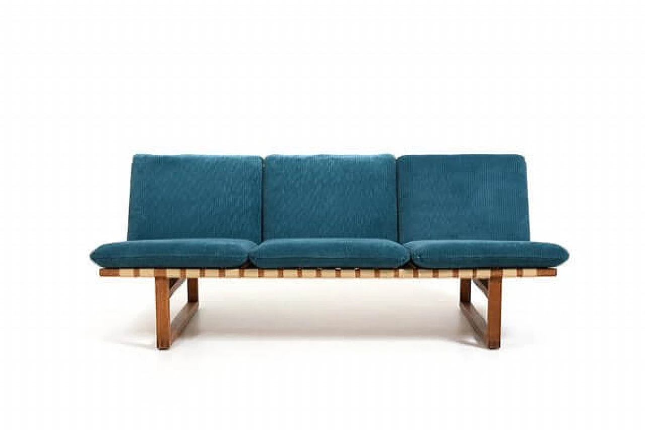 Sofa 211 in oak and velvet by Børge Mogensen for Fredericia, 1950s 2