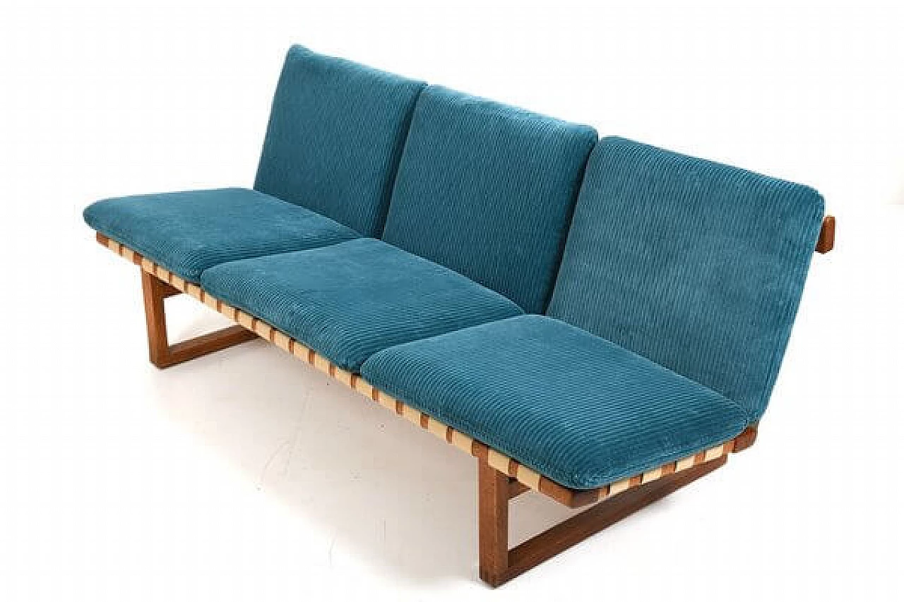 Sofa 211 in oak and velvet by Børge Mogensen for Fredericia, 1950s 3