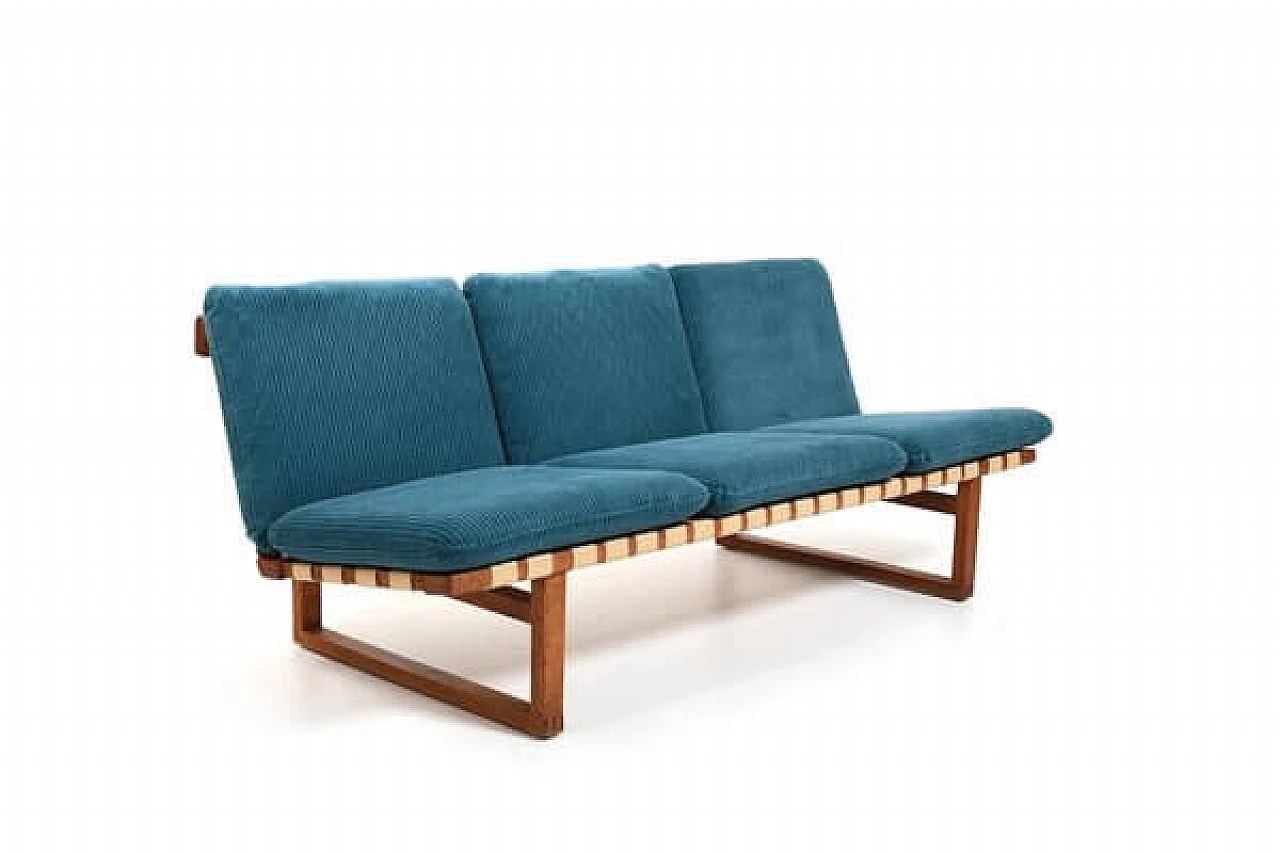 Sofa 211 in oak and velvet by Børge Mogensen for Fredericia, 1950s 10