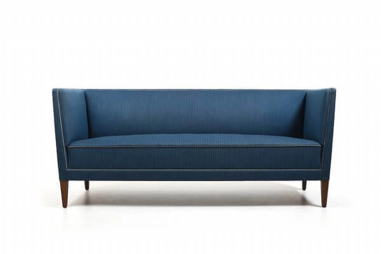 Blue fabric three-seater sofa by Frits Henningsen, 1930s 1