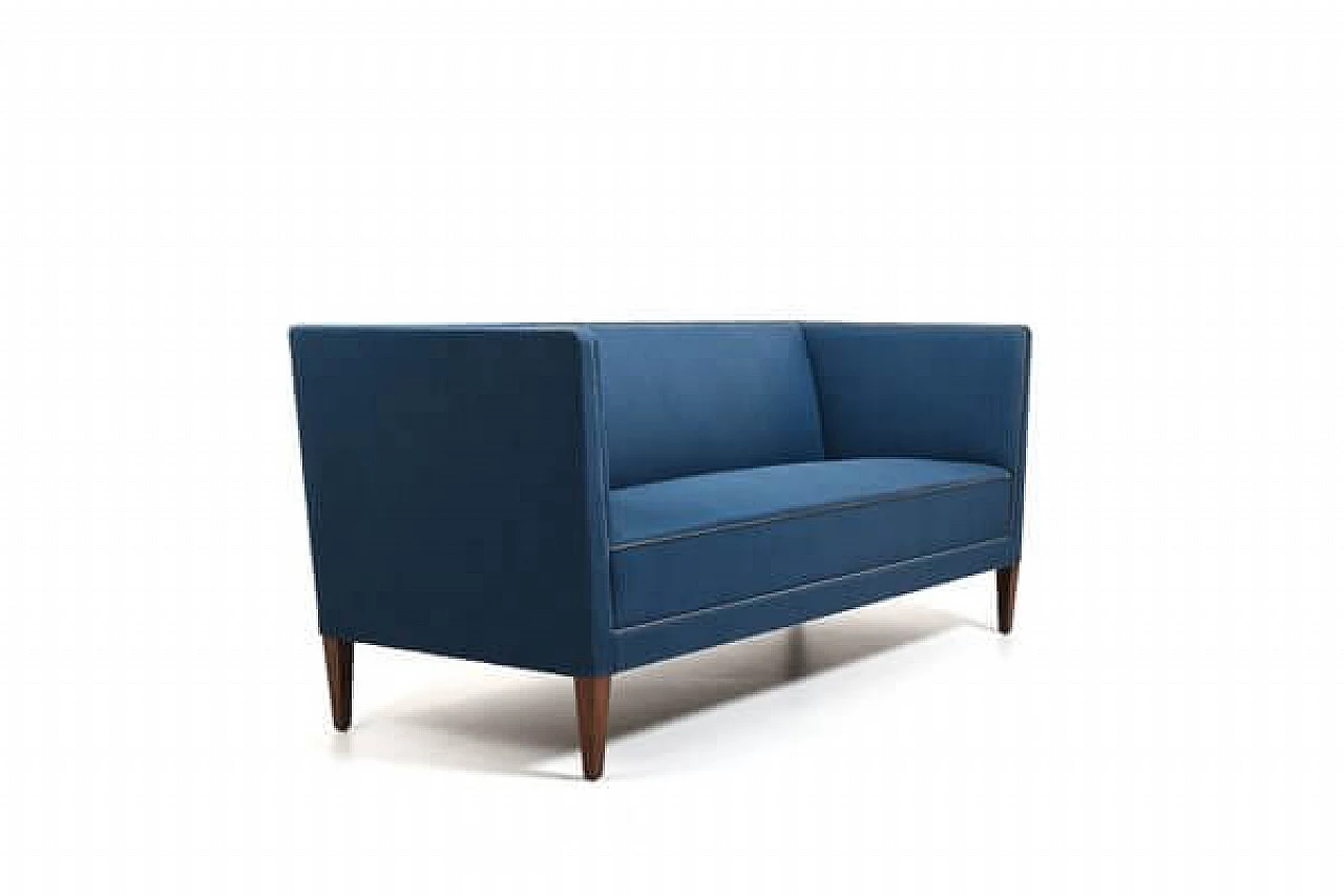 Blue fabric three-seater sofa by Frits Henningsen, 1930s 2