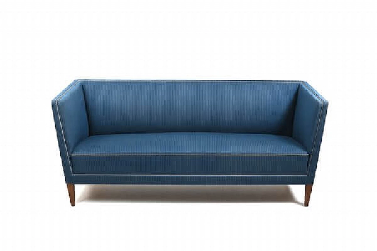 Blue fabric three-seater sofa by Frits Henningsen, 1930s 3