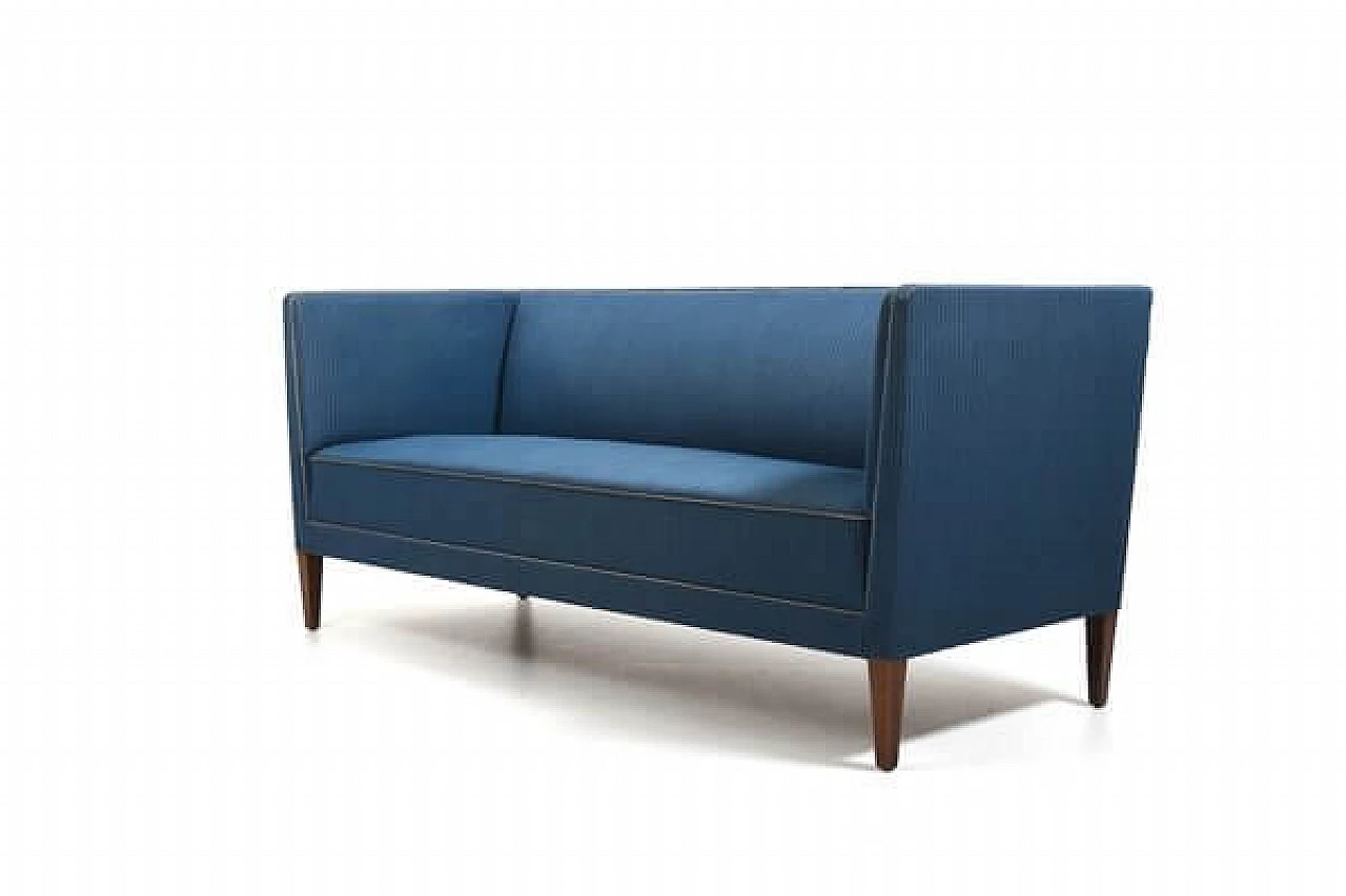 Blue fabric three-seater sofa by Frits Henningsen, 1930s 6