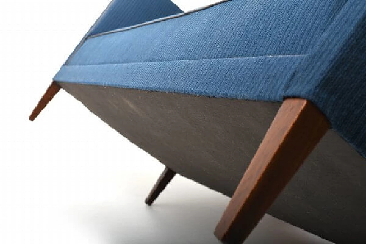 Blue fabric three-seater sofa by Frits Henningsen, 1930s 11