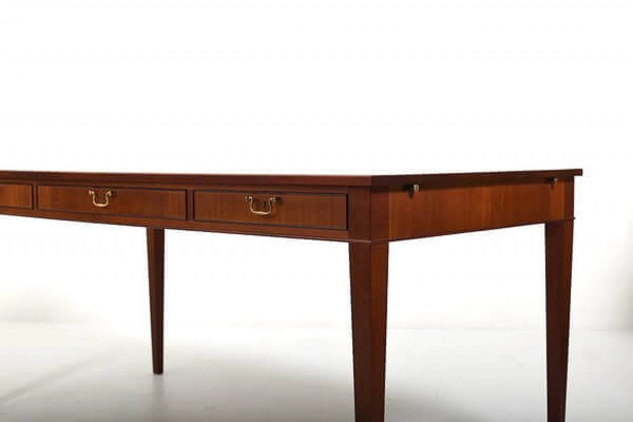 Fine wood desk with drawers and brass handles by Frits Henningsen, 1940s 2