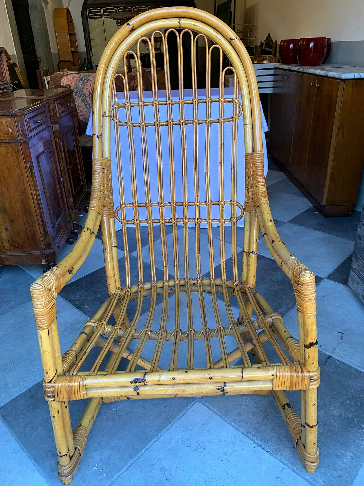 Rattan armchair by Vittorio Bonacina, 1960s 1