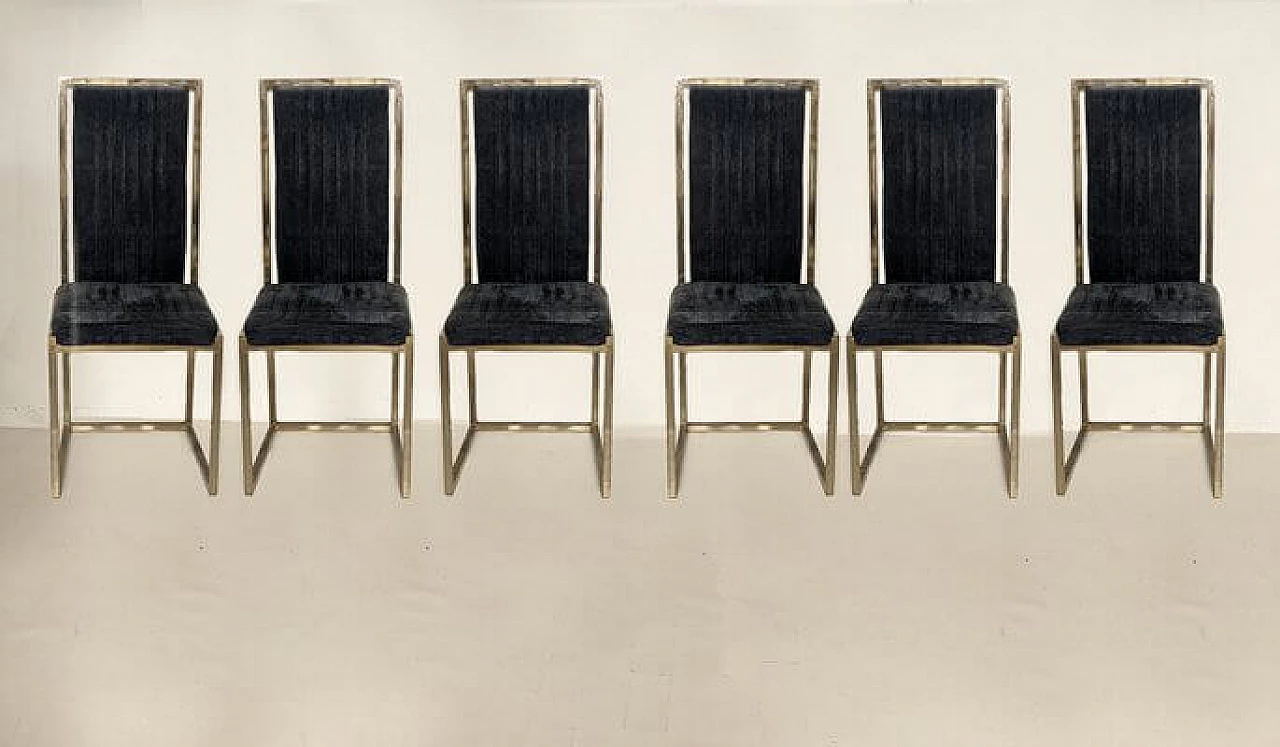 6 Steel and suede chairs in the style of Romeo Rega, 1970s 1