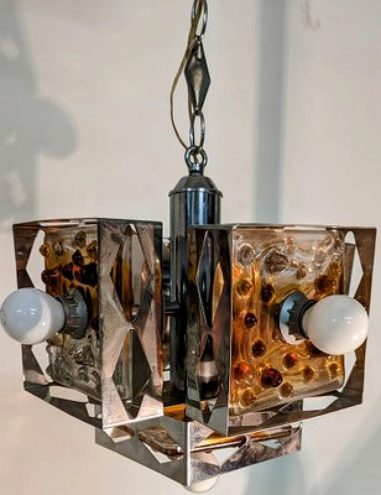 Chandelier in steel and Murano glass elements, 70s 5