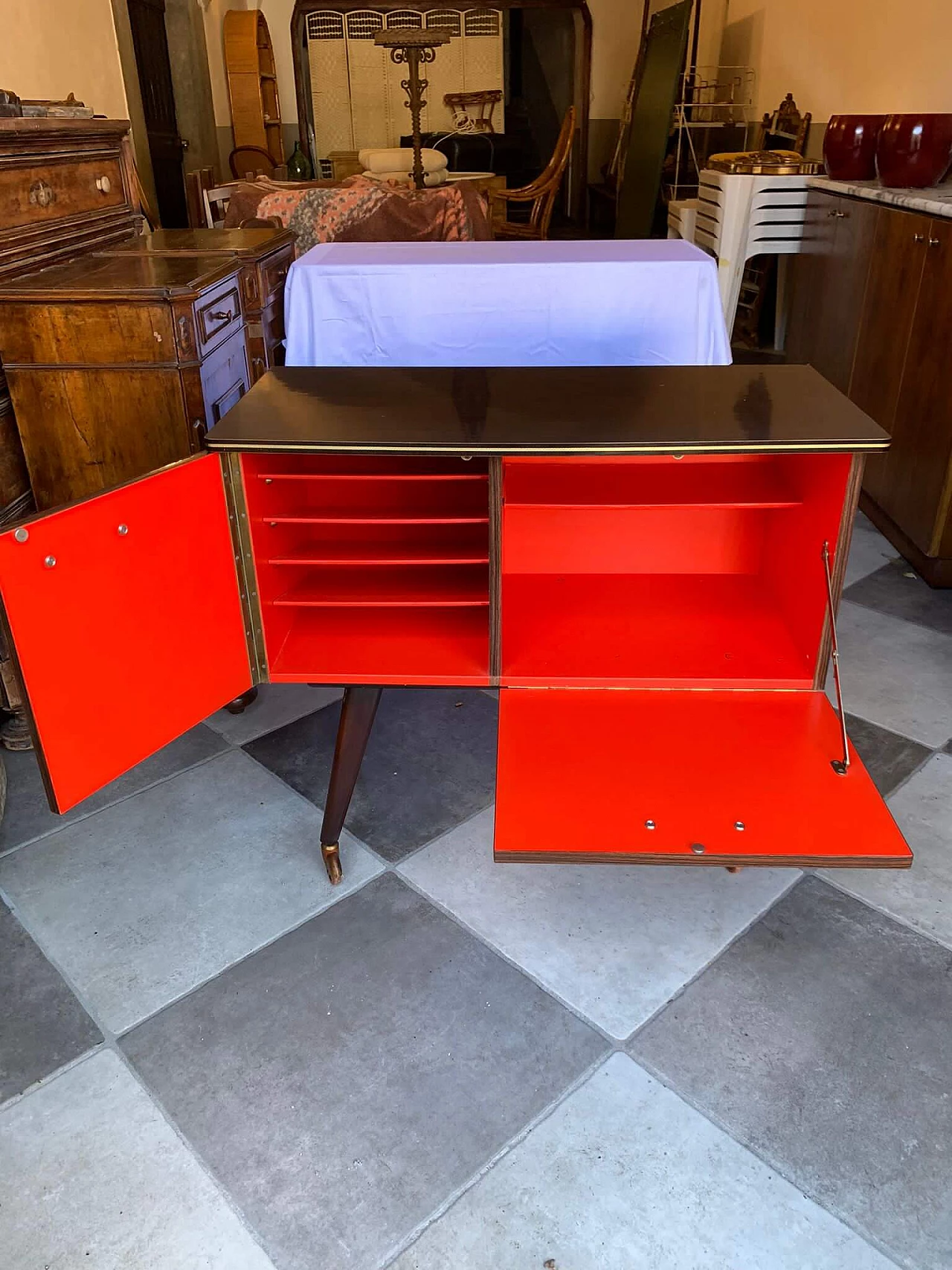 Solid wood sideboard with two doors, 1960s 4