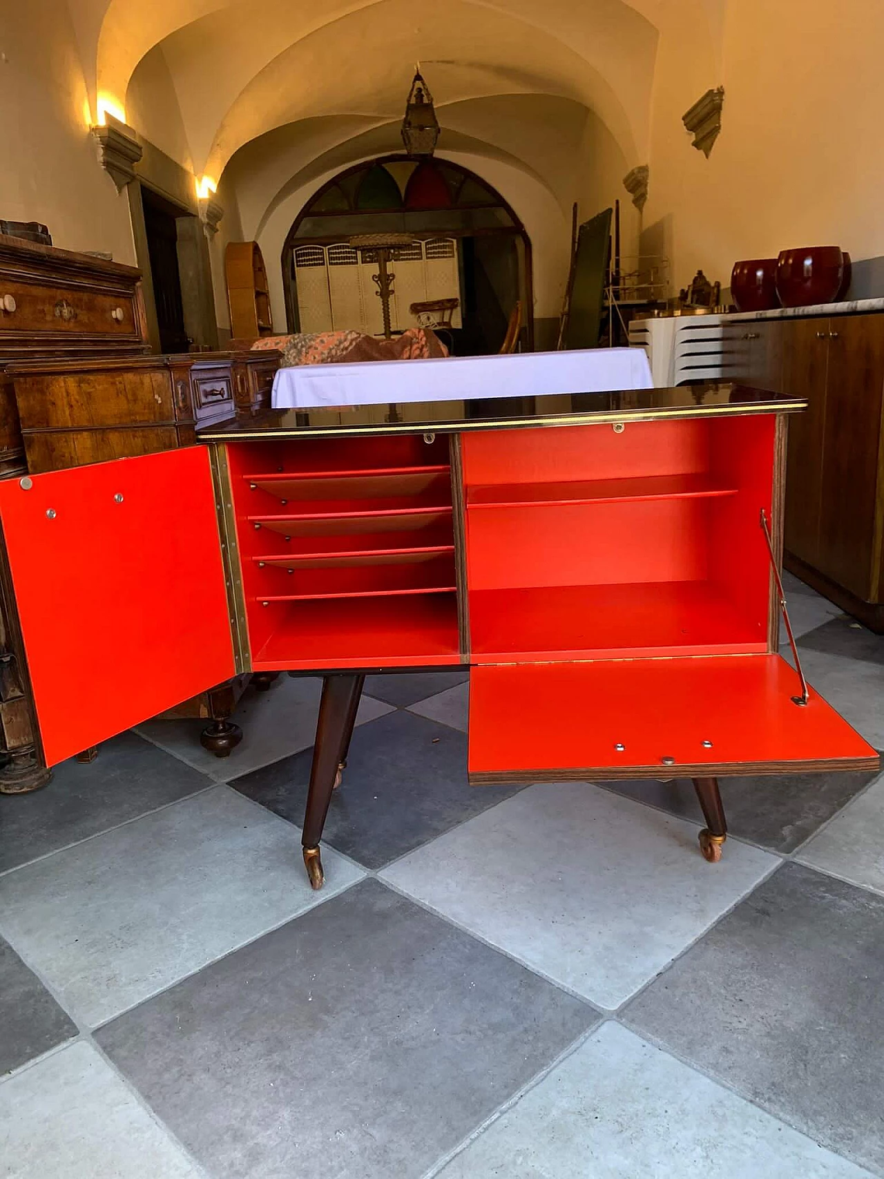 Solid wood sideboard with two doors, 1960s 5