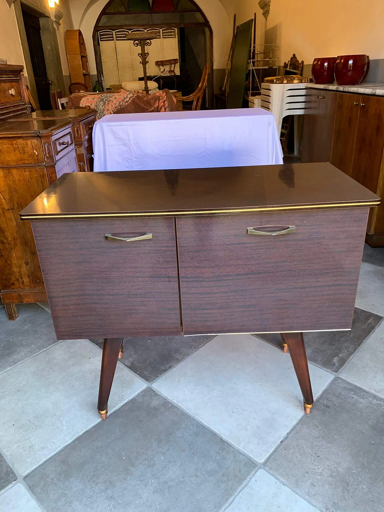 Solid wood sideboard with two doors, 1960s 6