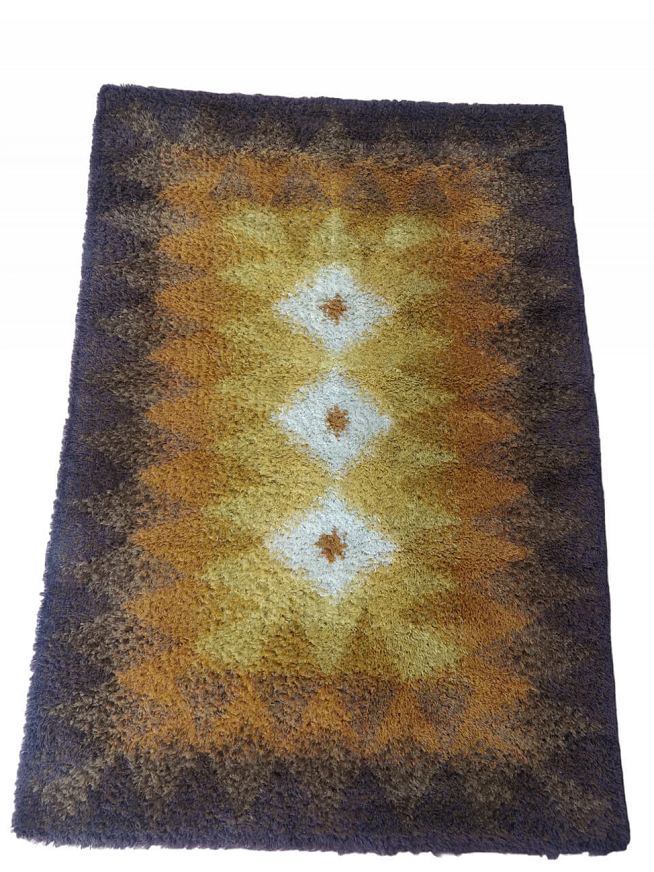 Danish geometric rug in pure wool with Rya technique, 1960s 1