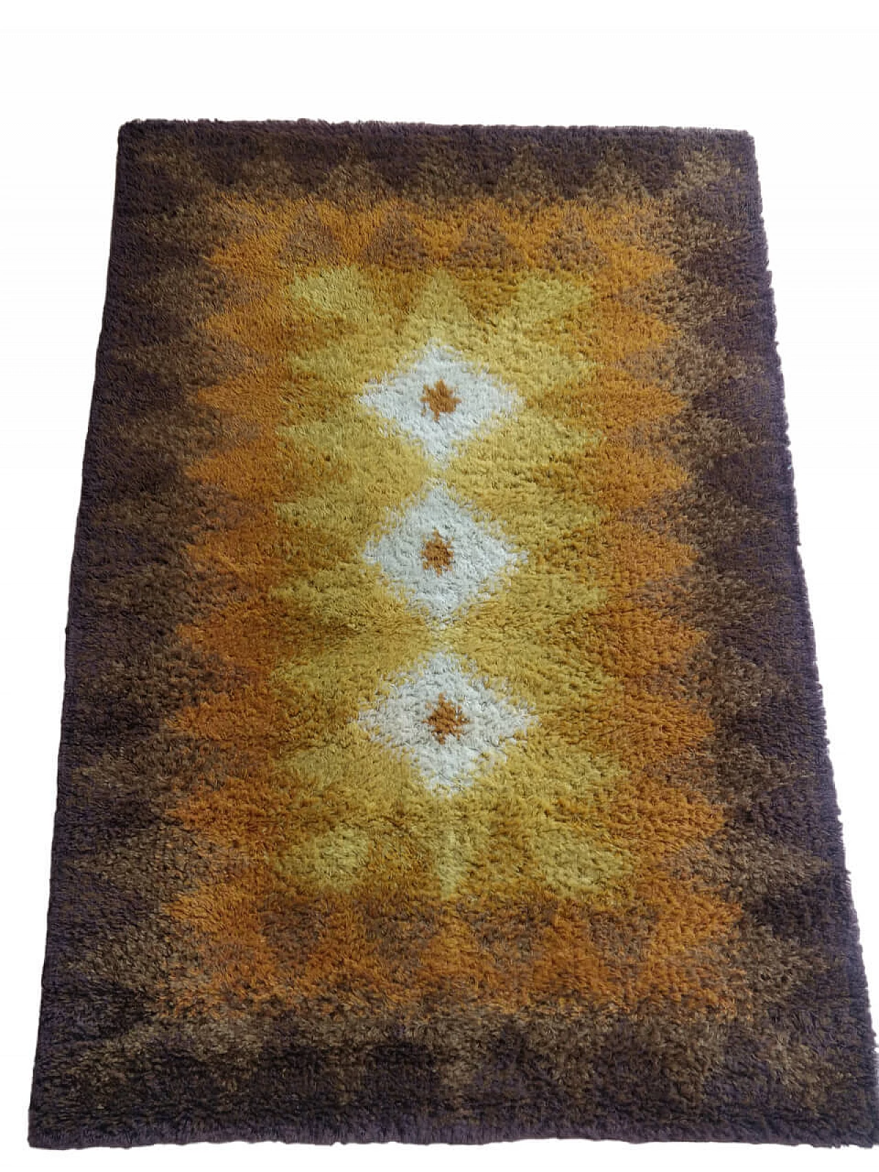 Danish geometric rug in pure wool with Rya technique, 1960s 10