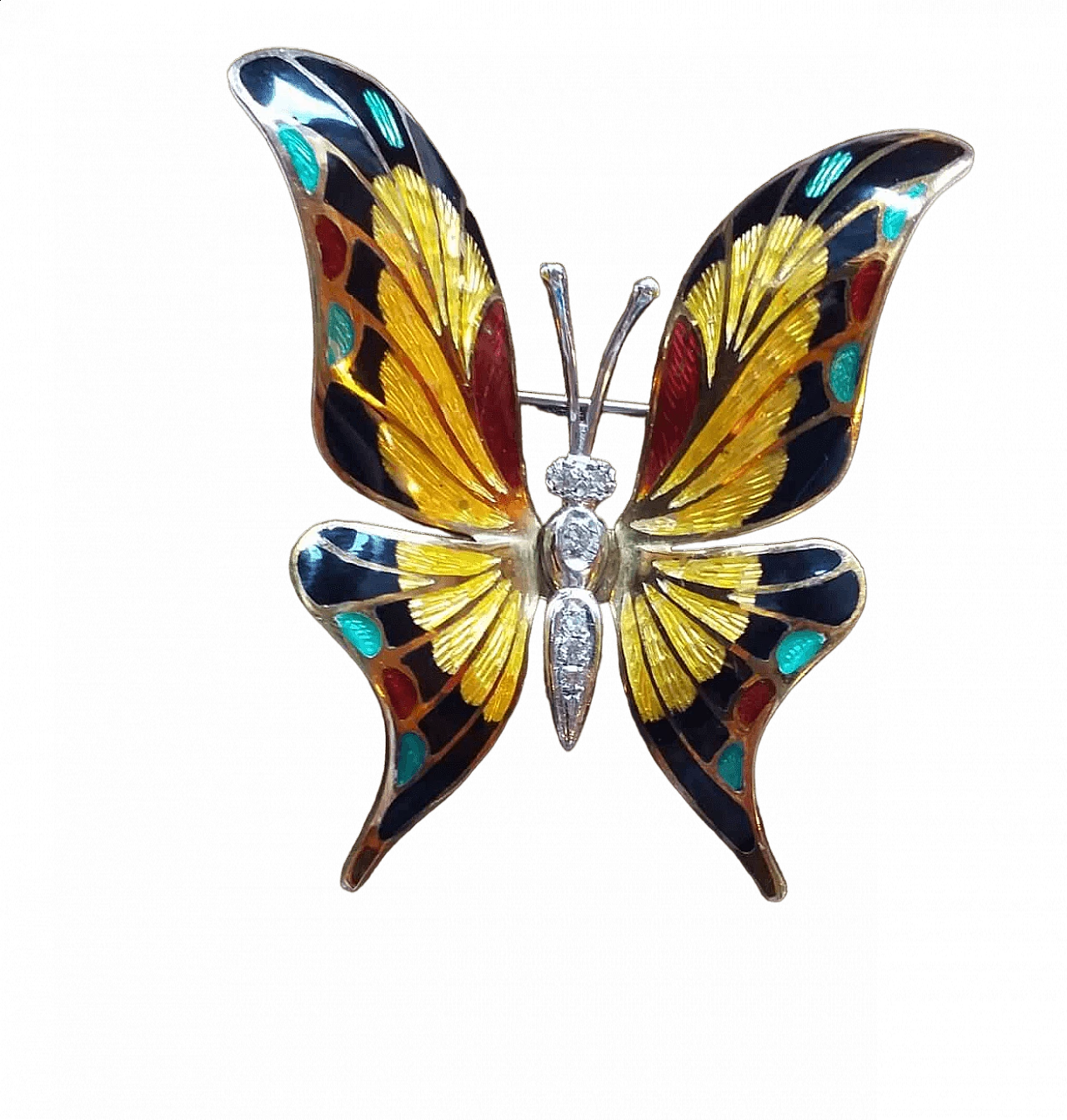 Gold, enamel and diamond butterfly brooch, 1970s 7