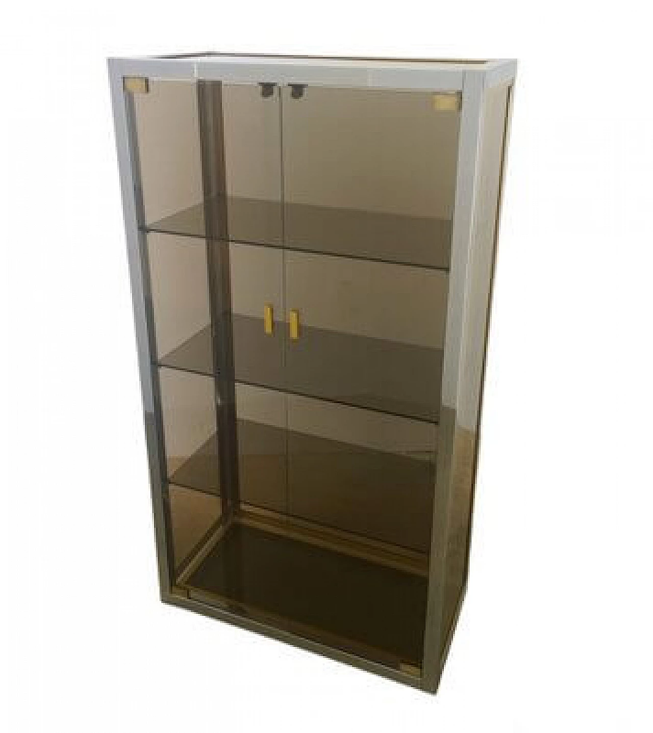 Brass, steel and smoked glass display case, 1970s 4