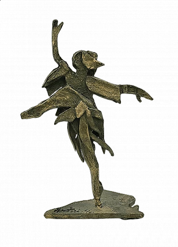 Scultura in lamina di bronzo di ballerina classica, anni '50