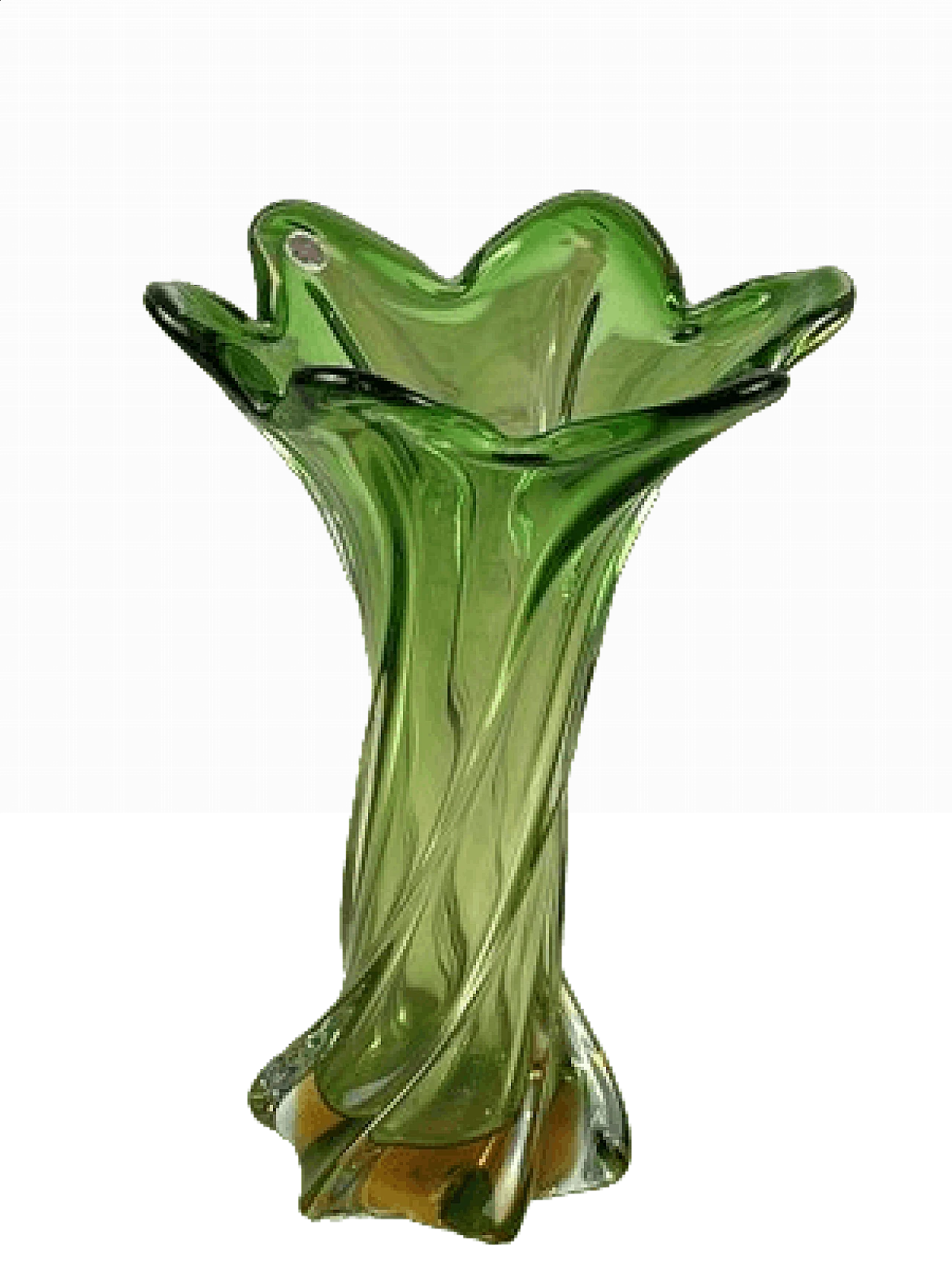 Green submerged Murano glass vase, 1960s 11