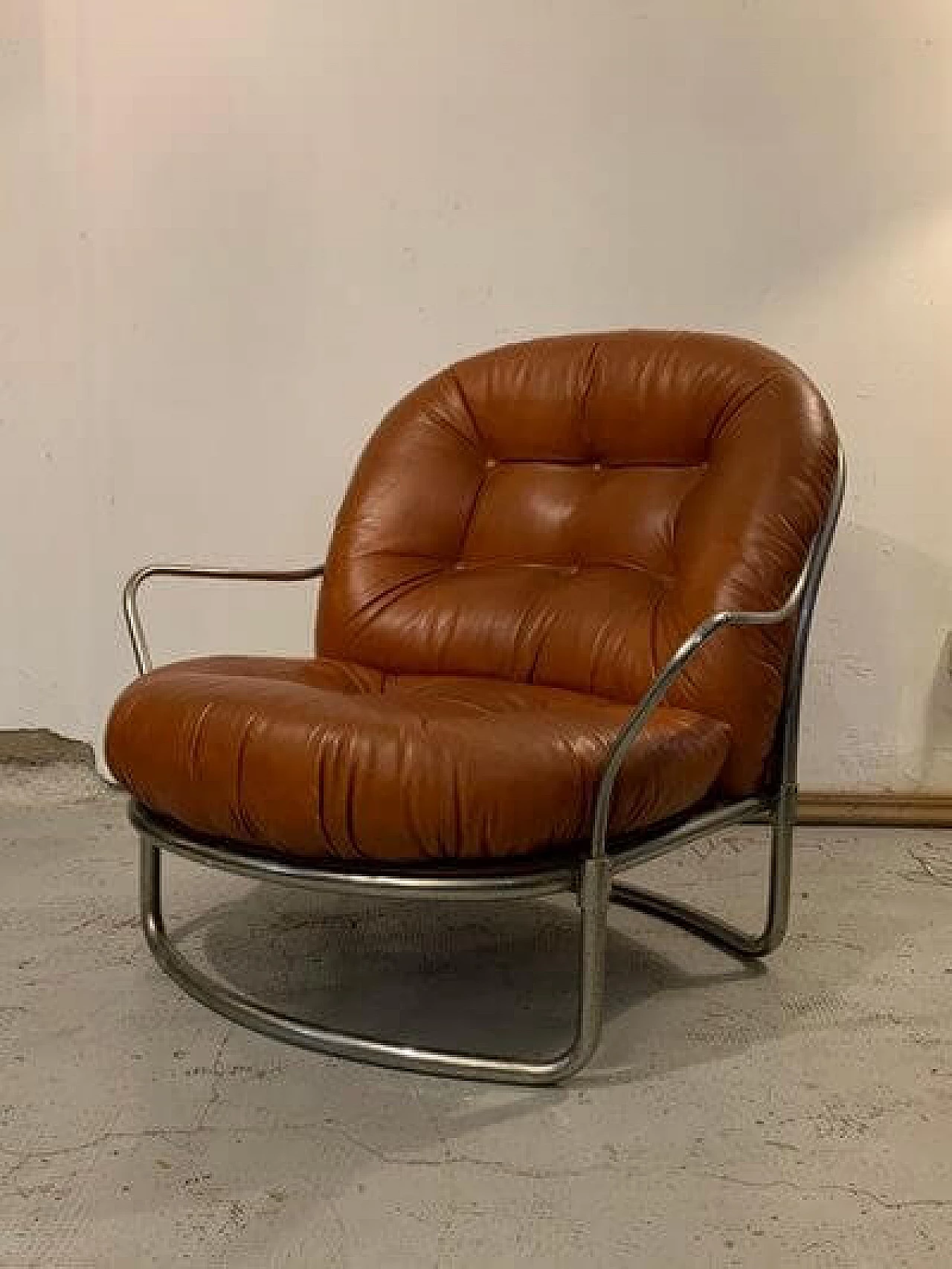 Steel and leather armchair by Carlo De Carli for Cinova, 1960s 10