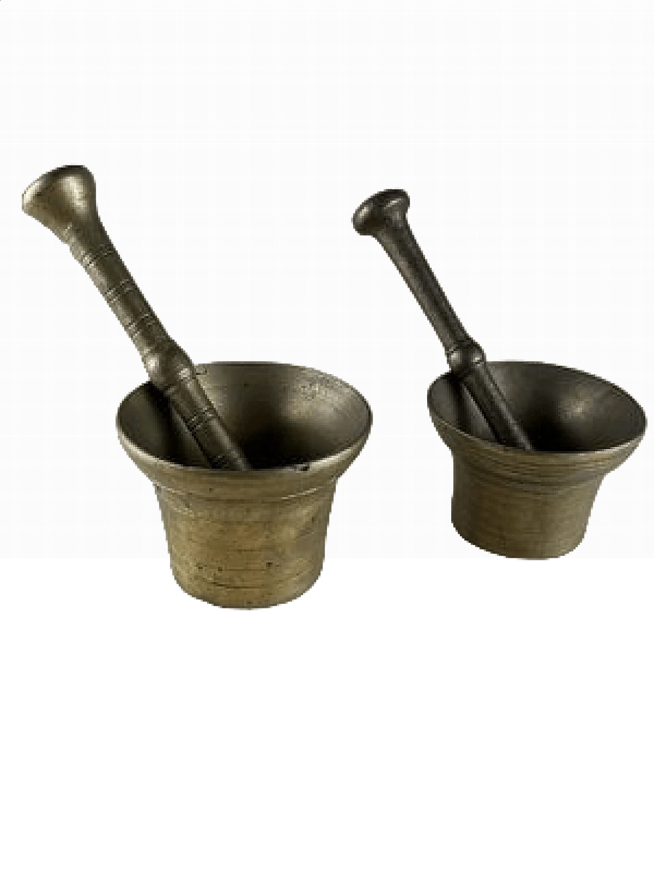 Pair of brass pesto mortars with pestle, 1950s 10