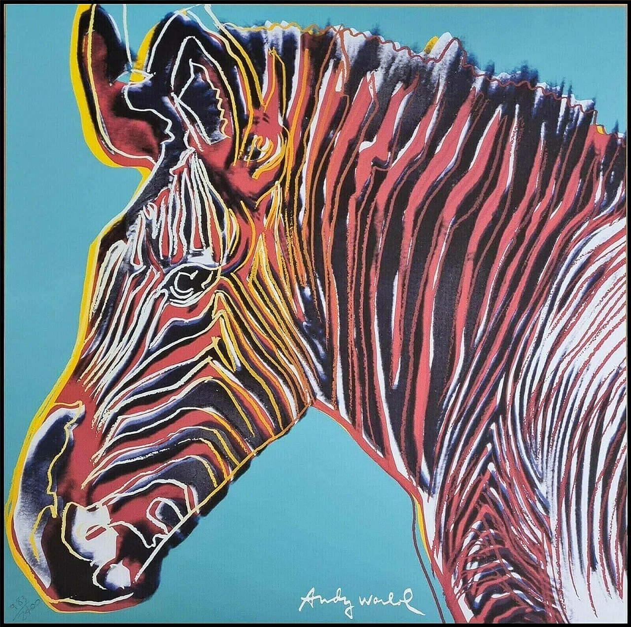 Zebra, litografia, riproduzione da Andy Warhol 3