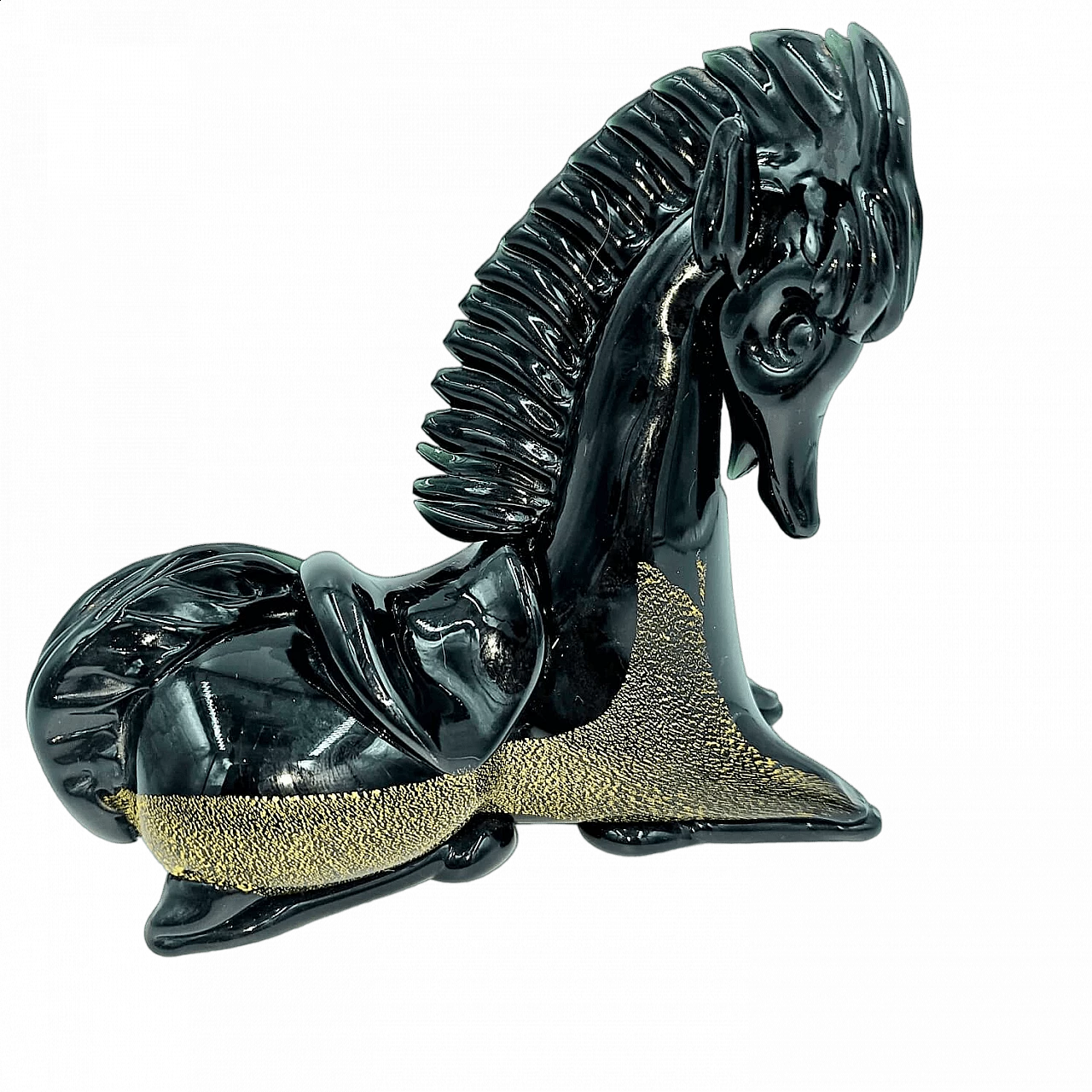 Statuette of saddled Arabian horse in Murano glass, 1970s 11