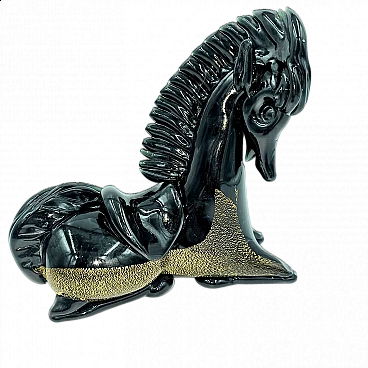 Statuette of saddled Arabian horse in Murano glass, 1970s