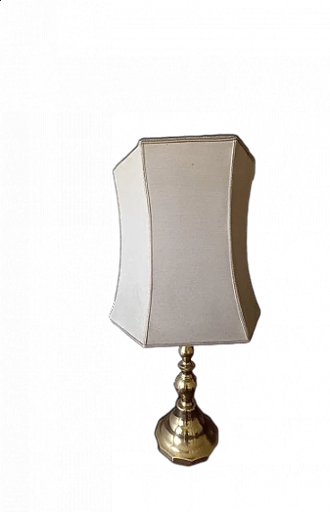 Brass table lamp with fabric lampshade