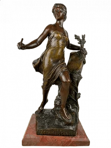 Eugene Marioton, La Reconnaissance, spelter sculpture, 1930s