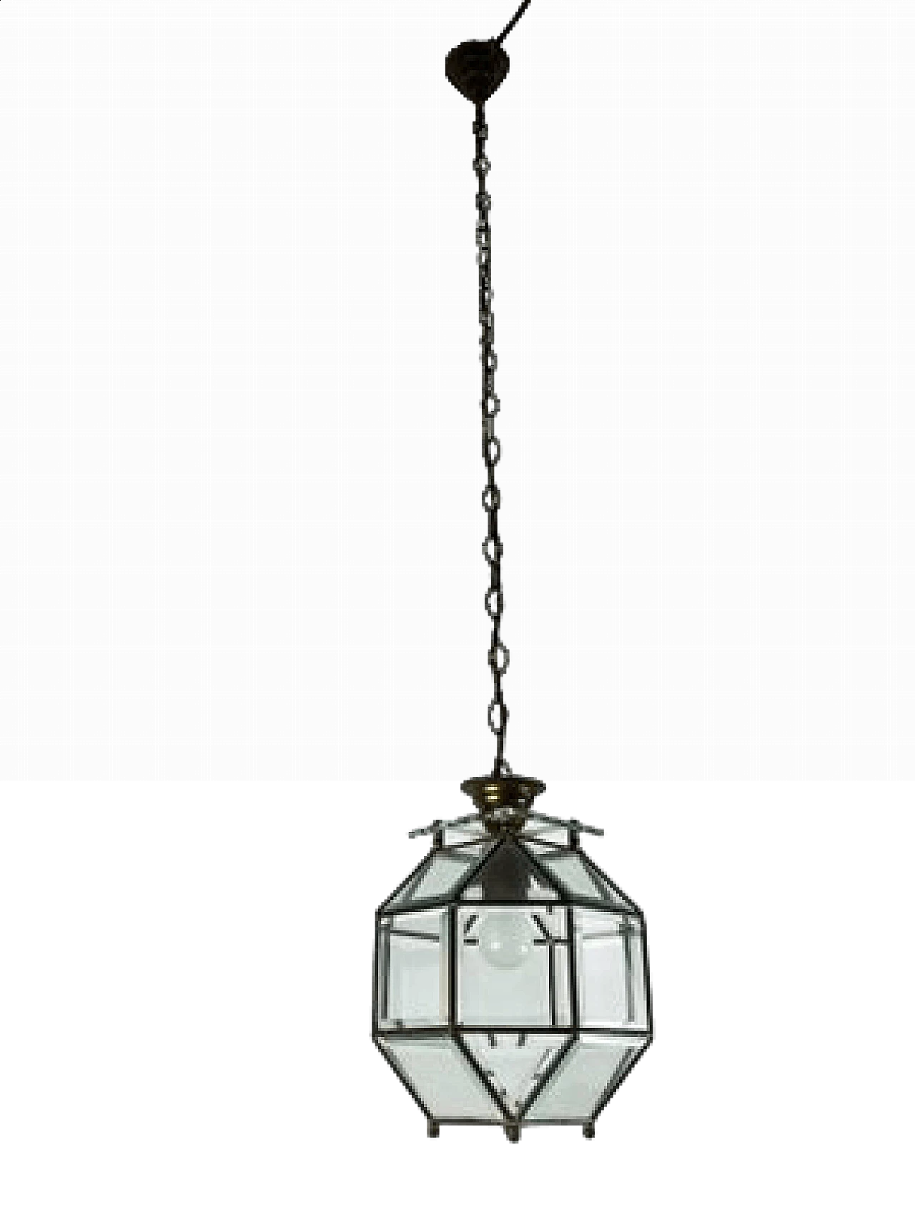 Brass Murano glass lantern chandelier, 1950s 12