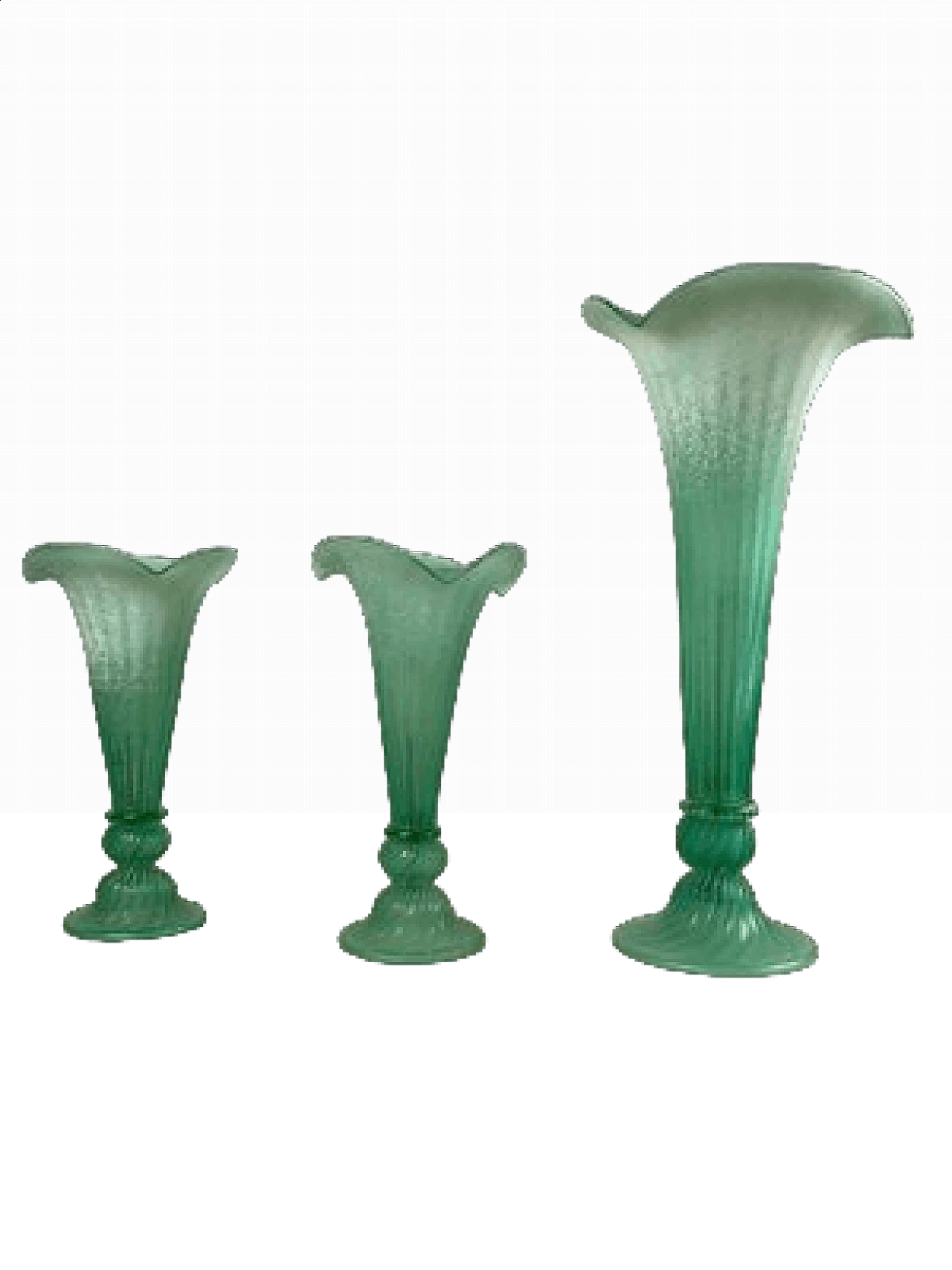 3 Green Murano glass table lamps in the shape of calla lilies, 1980s 14