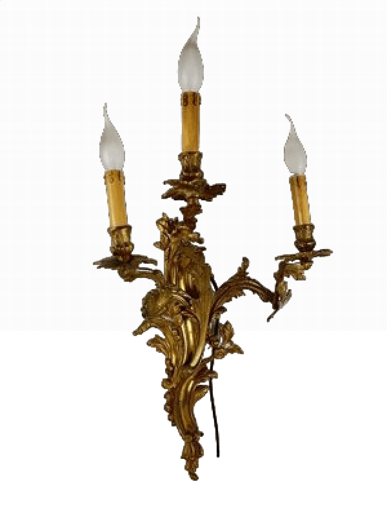 Three-light bronze wall sconce, 1960s 6