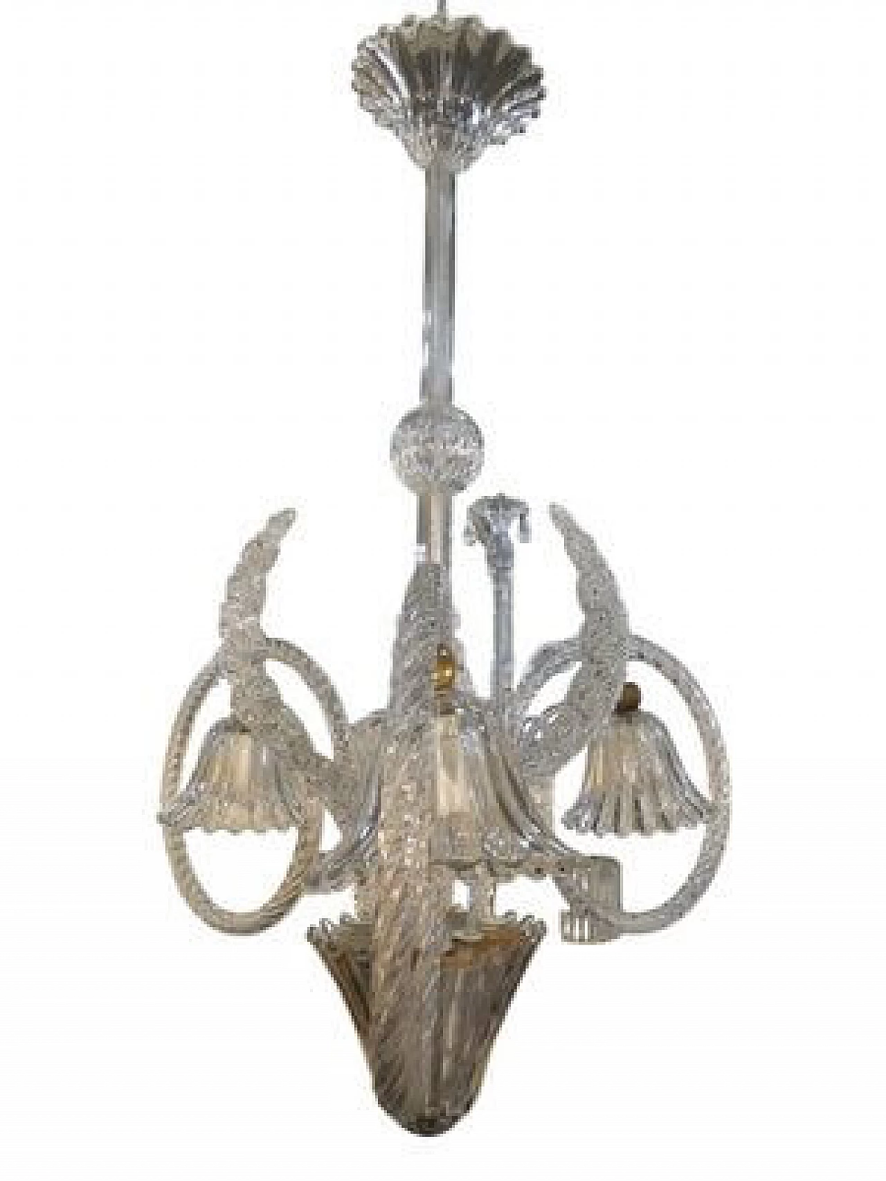 Art Deco Murano glass chandelier by Barovier & Toso, 1940s 1