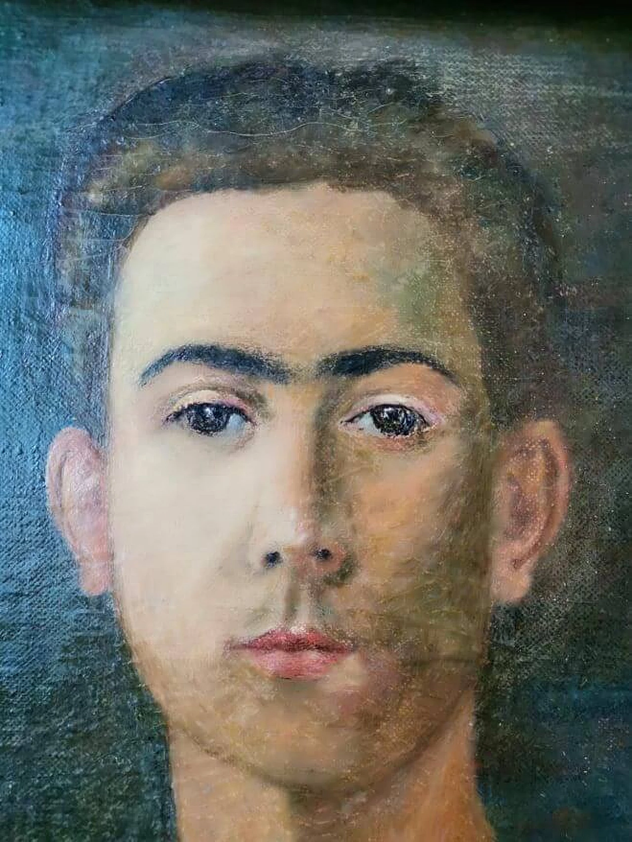 Rossi, still life - Paretti, male portrait, double-sided oil painting on canvas, 1930s 5