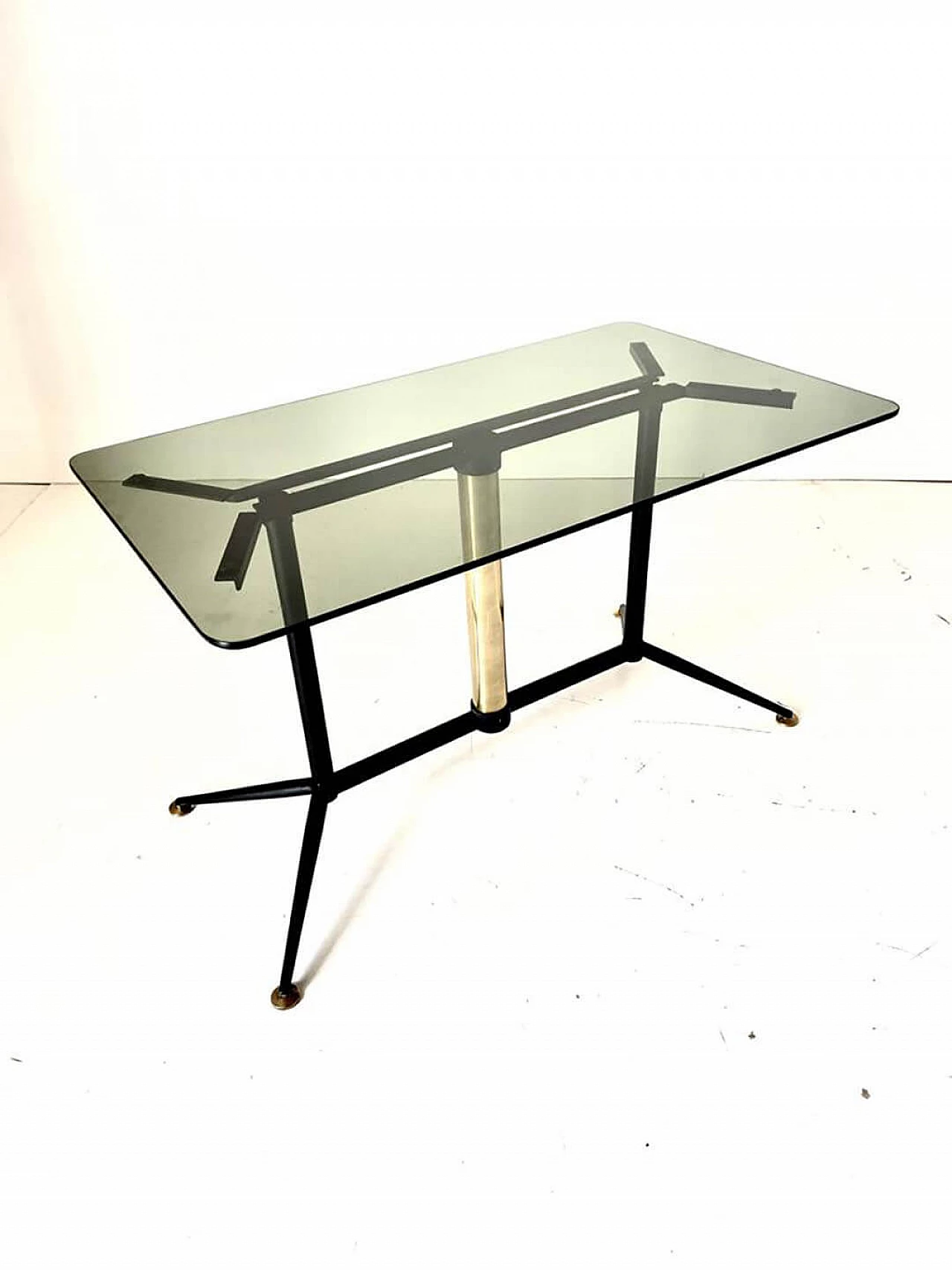 Smoked glass and brass coffee table, 1960s 2