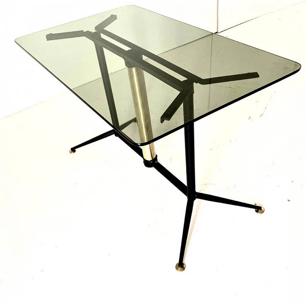 Smoked glass and brass coffee table, 1960s 10