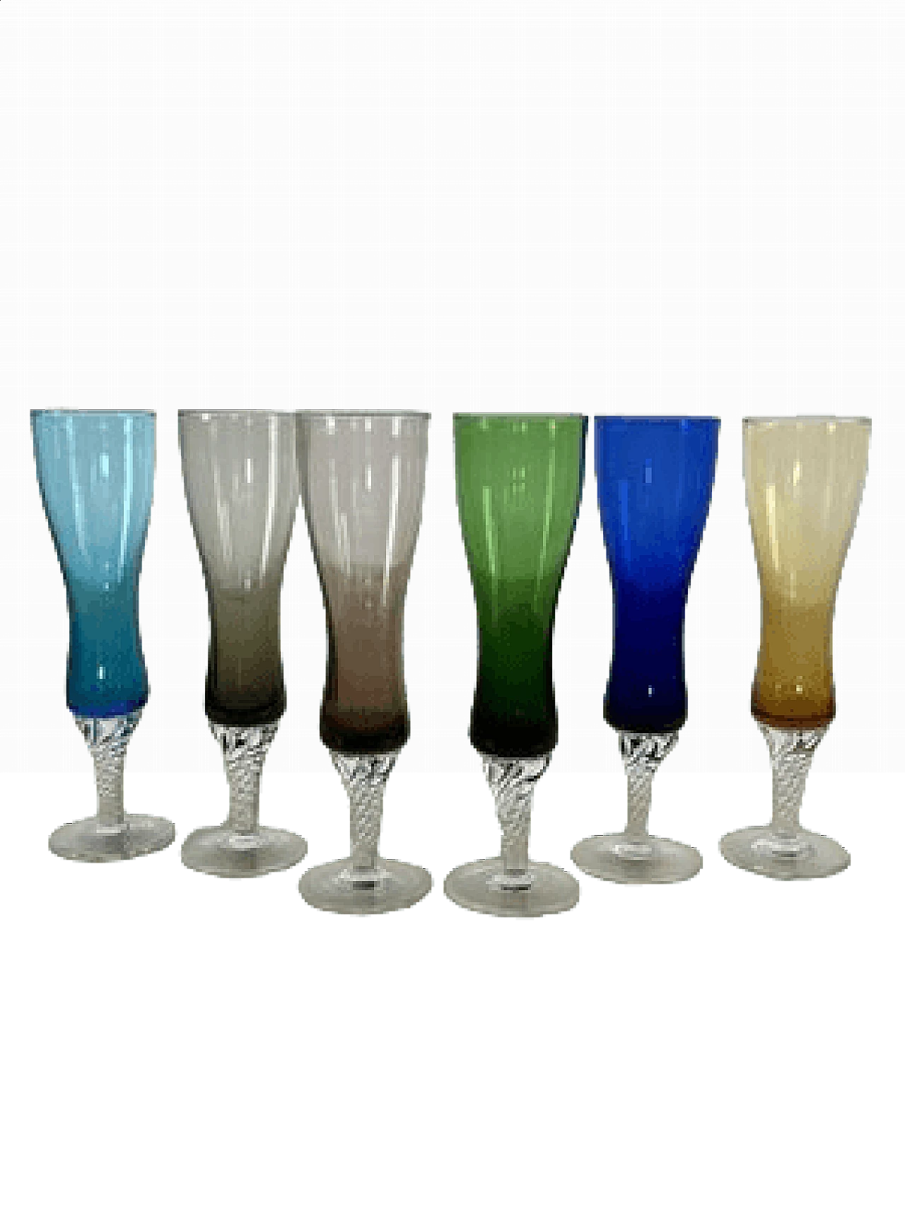 6 Coloured Murano glass beakers, 1960s 14