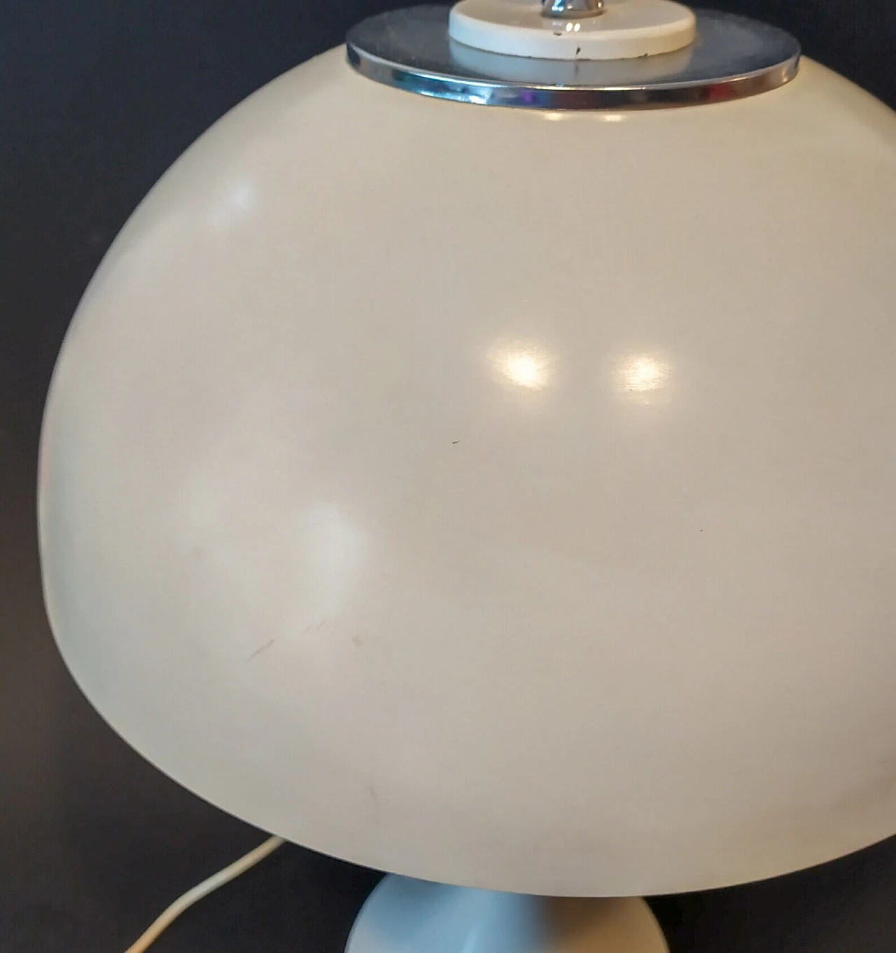 Lampada da tavolo a fungo in metallo verniciato bianco e vetro, anni '70 8