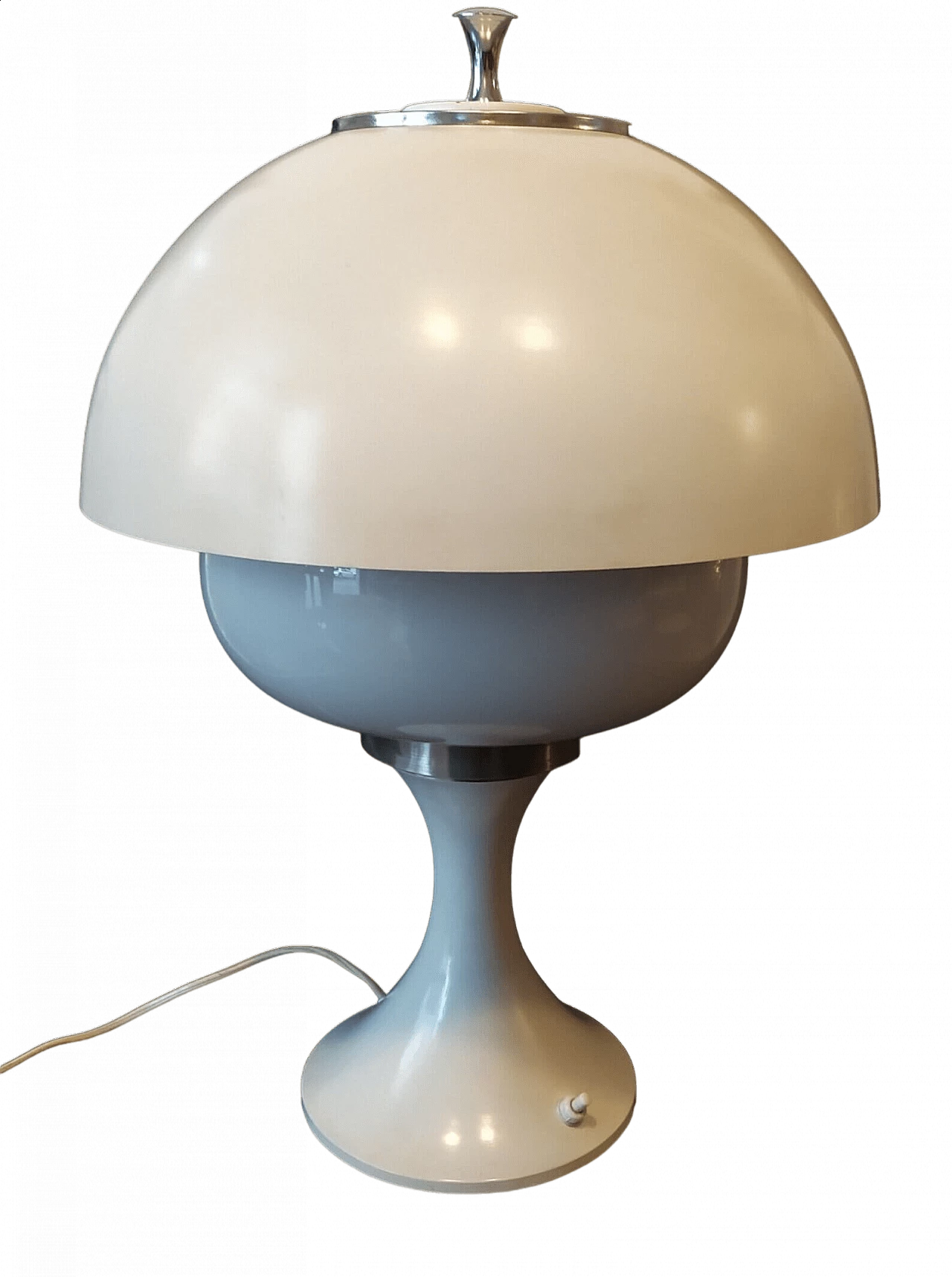 Lampada da tavolo a fungo in metallo verniciato bianco e vetro, anni '70 13