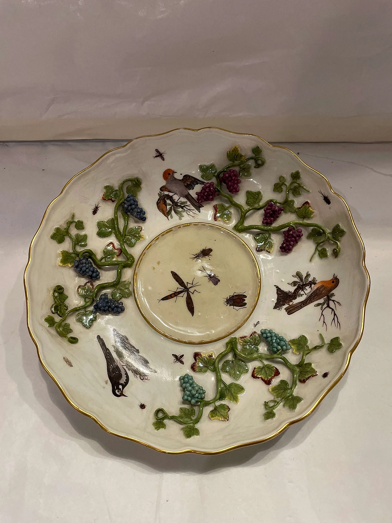 Piatto in ceramica Meissen con decorazioni naturali, 1770 5