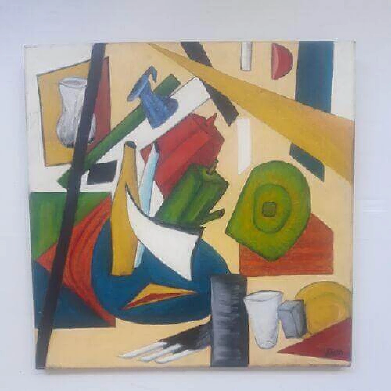 Cubist composition, oil painting on canvas, 1970s 5