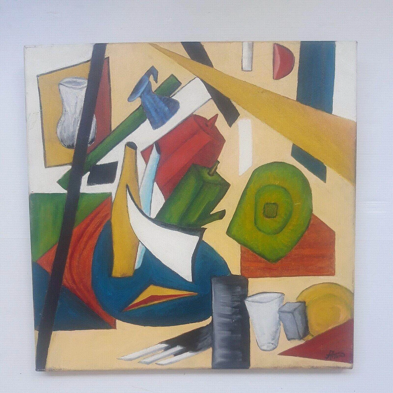 Cubist composition, oil painting on canvas, 1970s 6