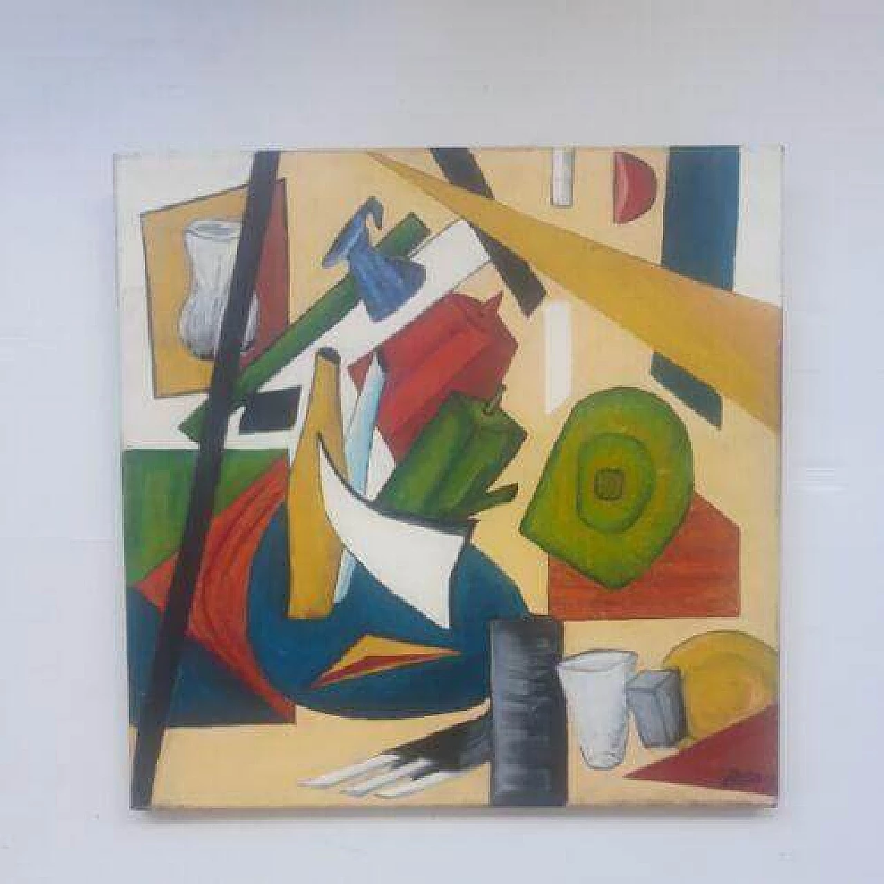 Cubist composition, oil painting on canvas, 1970s 8