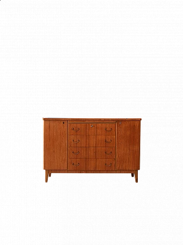 Scandinavian wood sideboard with central drawers, 1950s