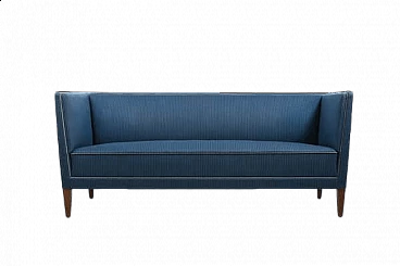 Blue fabric three-seater sofa by Frits Henningsen, 1930s