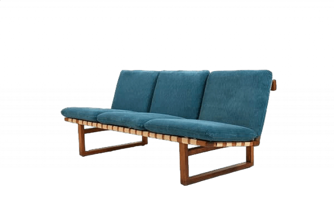 Sofa 211 in oak and velvet by Børge Mogensen for Fredericia, 1950s 15