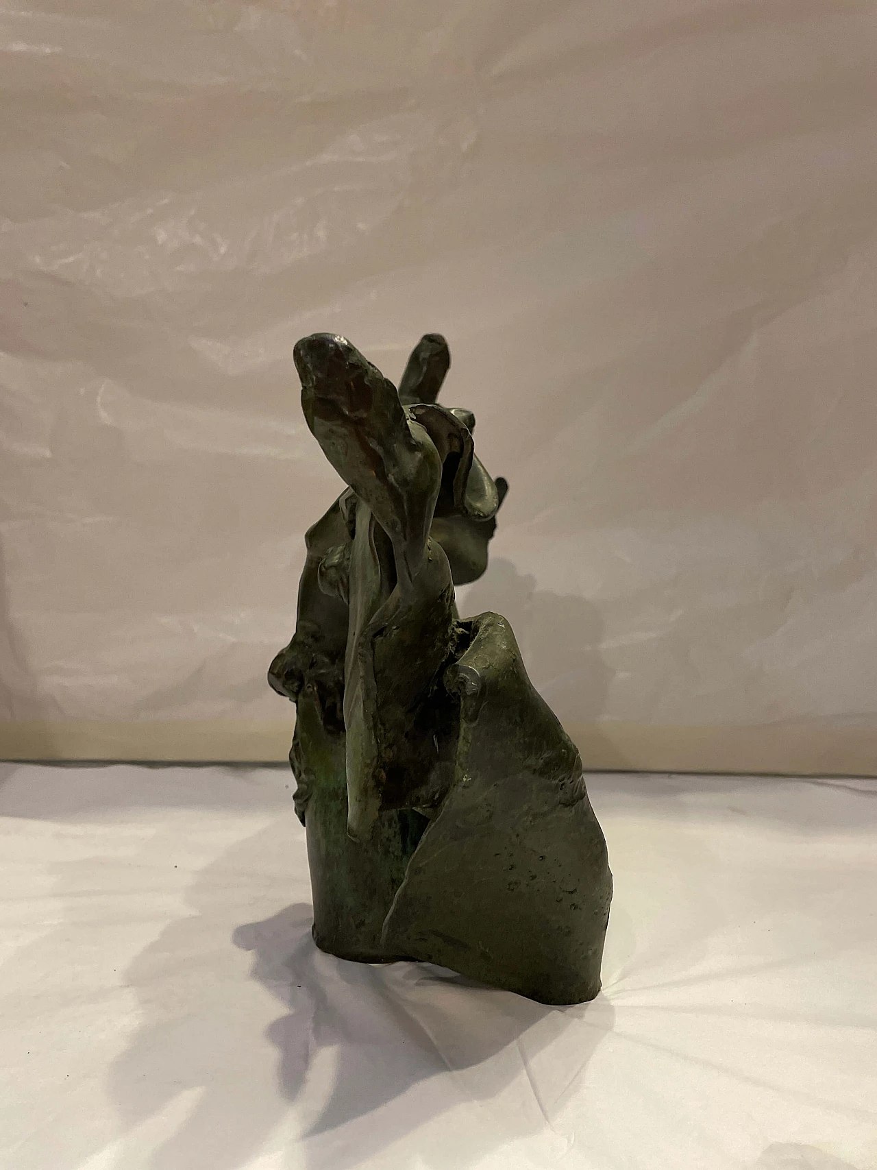 Green patinated bronze abstract bull sculpture 4