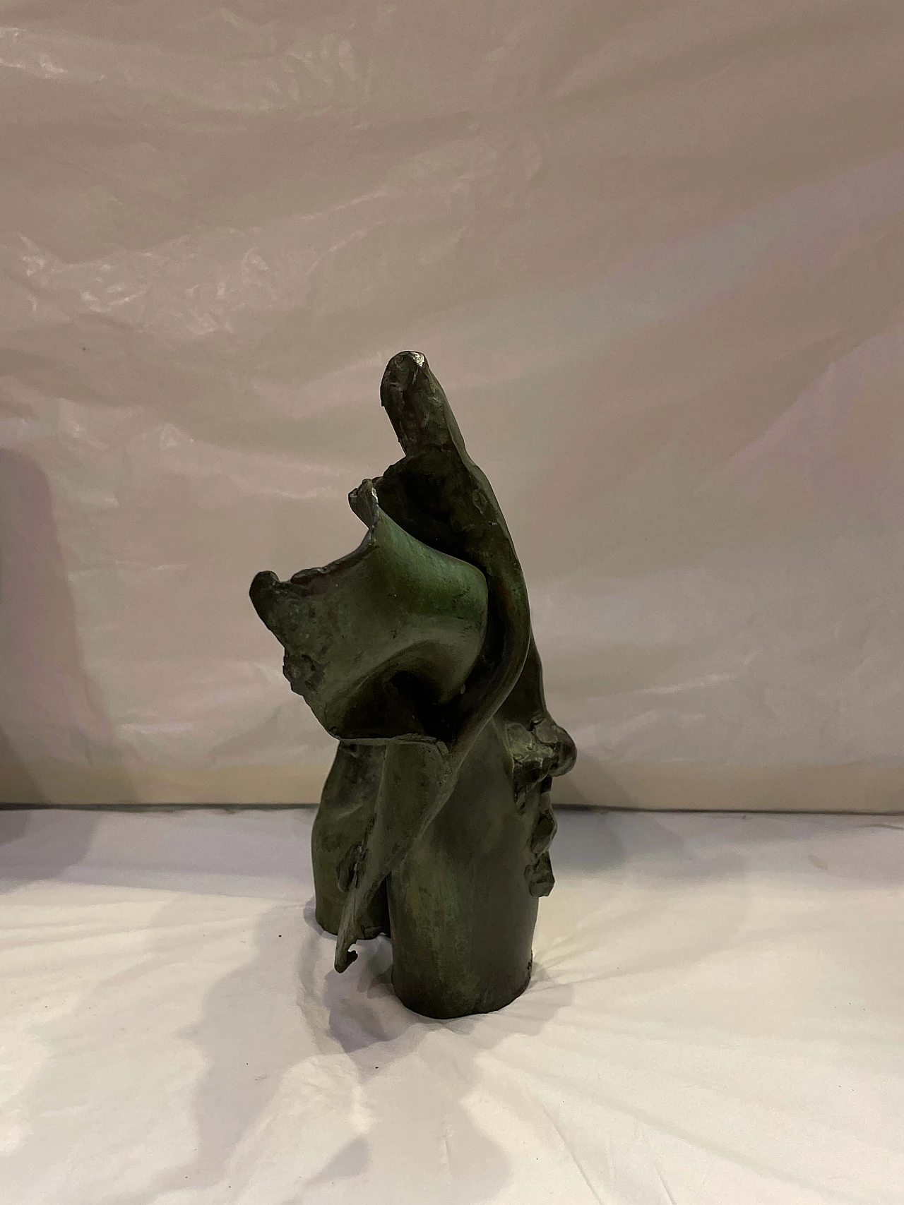 Green patinated bronze abstract bull sculpture 7