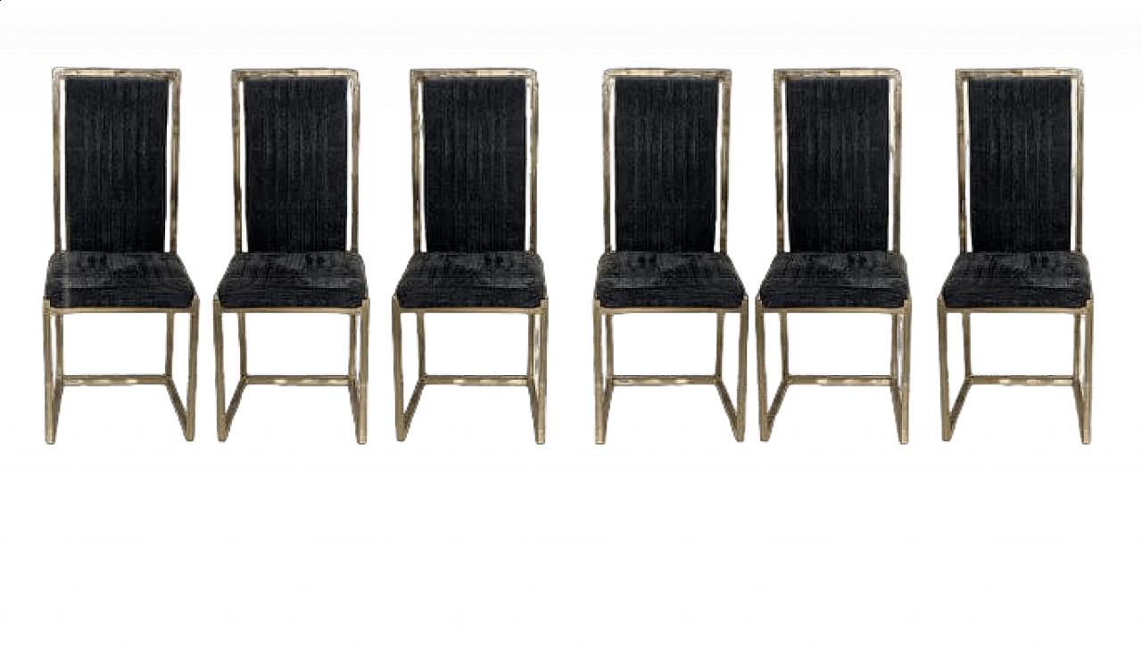 6 Steel and suede chairs in the style of Romeo Rega, 1970s 8