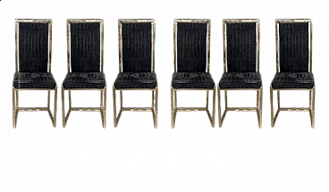 6 Steel and suede chairs in the style of Romeo Rega, 1970s