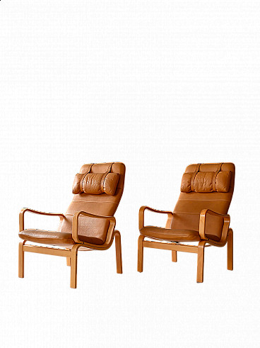 Deck Lounge Chair in Wood and Leather by Fratelli Reguitti x Louis